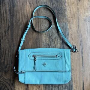 Simply Vera Wang Teal Faux Leather Purse Shoulder Bag CrossBody Tote NEW Clean